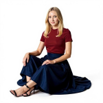 Navy Smocked Waist Maxi Skirt - Image 4