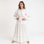 Ava White Long Sleeve Maxi Dress - Image 4