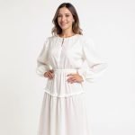 Ava White Long Sleeve Maxi Dress - Image 3
