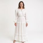 Ava White Long Sleeve Maxi Dress