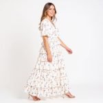 Lily Floral White Maxi Dress - Image 4