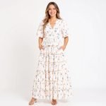 Lily Floral White Maxi Dress - Image 3