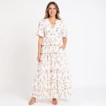 Lily Floral White Maxi Dress