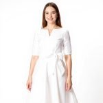 Lustrous Tie-Waist White Midi Dress - Image 6