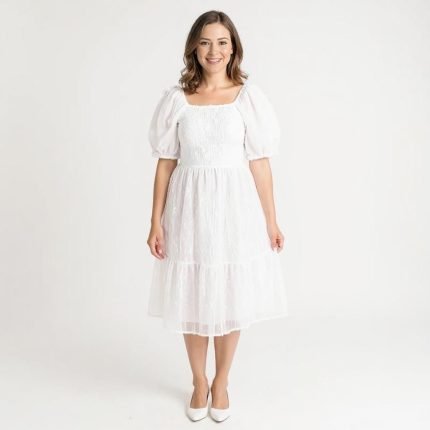 Sophia White Midi Dress