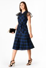Nathalie Plaid Midi Dress