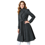 Charcoal Belted A-Line Coat - Image 2