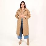 Camel Quilted Longline Coat
