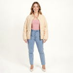 Beige Quilted Zip Jacket - Image 3