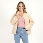 Beige Quilted Zip Jacket