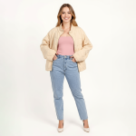 Beige Quilted Zip Jacket - Image 5