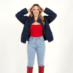 Navy Quilted Zip Jacket - Image 4