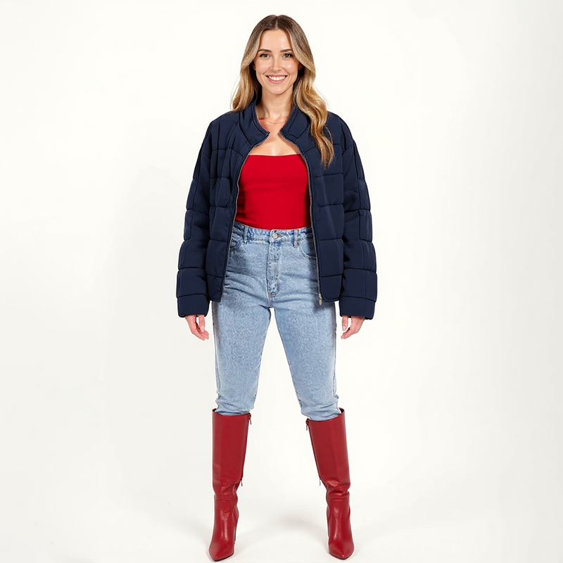 PicjamDownload-44 Navy Quilted Zip Jacket - Image 1