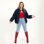 Navy Quilted Zip Jacket - Image 2