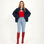 Navy Quilted Zip Jacket - Image 3