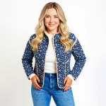 Navy Floral Quilted Jacket - Image 3