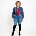 Midnight Blue Quilted Crop Jacket - Image 4