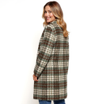Olive Plaid Longline Coat - Image 4