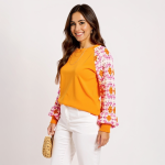 Bright Crochet Sleeve Knit Sweater - Image 4