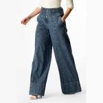 Retro Blue Wide-Leg Denim Trousers - Image 2