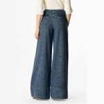 Retro Blue Wide-Leg Denim Trousers - Image 3
