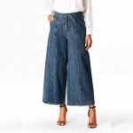 Wide-Leg Denim Cropped Pants
