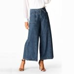Wide-Leg Denim Cropped Pants - Image 2