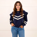 Danielle Chevron Ruffle Sweatshirt