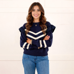 Danielle Chevron Ruffle Sweatshirt - Image 2