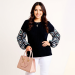 Naomi Crochet Sleeve Sweater - Image 2