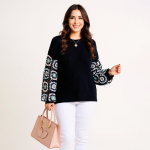 Naomi Crochet Sleeve Sweater