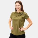 Poly Twill Draped Neckline Blouse - Image 2