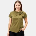 Poly Twill Draped Neckline Blouse