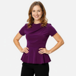 Crepe Peplum Cowl Neck Top - Image 2
