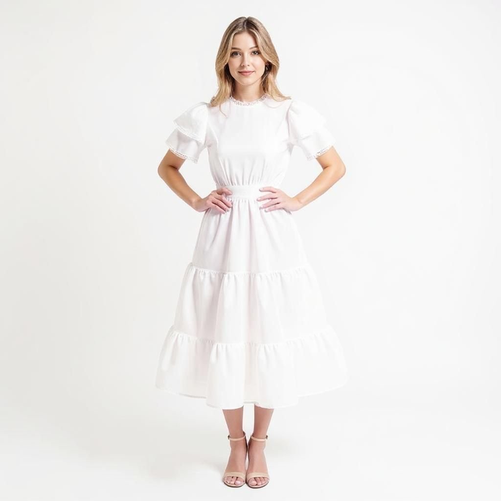 Clarisse 5 Clarisse White Midi Dress - Image 1