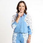Sky Lace Patch Denim Shirt