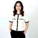 Contrast Button Knit Blouse - Image 2
