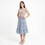 Celeste Blue Tiered Midi Skirt
