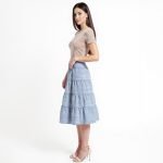 Celeste Blue Tiered Midi Skirt - Image 3