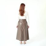 Taupe Leather Modest Skirt - Image 3