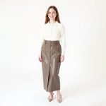 Taupe Leather Modest Skirt