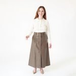Taupe Leather Modest Skirt - Image 2