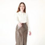Taupe Leather Modest Skirt - Image 4