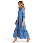 Dusty Blue Tiered Long Shirt Dress - Image 6