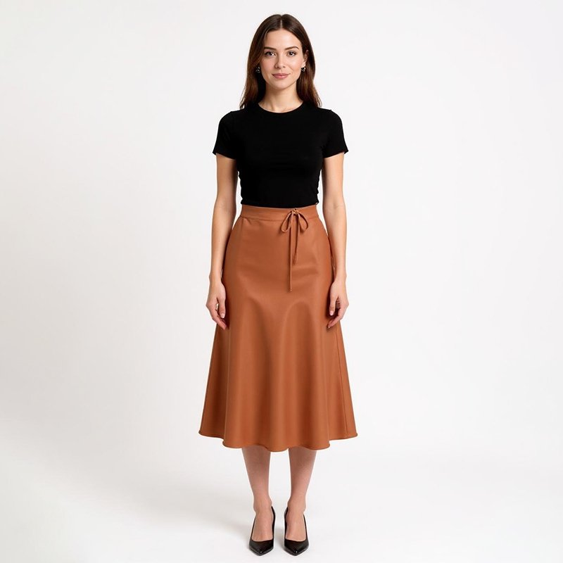 IMG_4326 Hazel Faux Leather Midi Skirt - Image 1