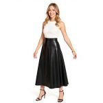 Lelene Black Faux Leather Midi Skirt - Image 3