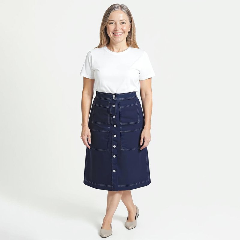 IMG_4340 Eloise Navy Pocket Skirt - Image 1