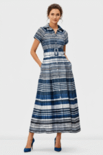 Sapphire Belted Plaid Shirt Dress - Image 2