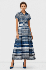 Sapphire Belted Plaid Shirt Dress - Image 3