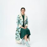 Blue Floral Longline Shearling Coat - Image 3